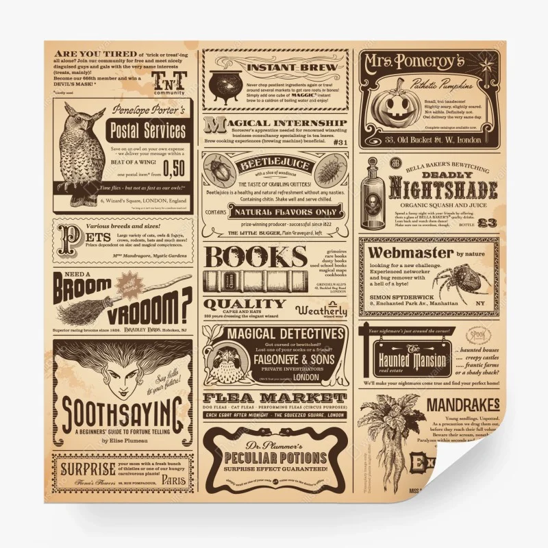 Fototapeta kolaż starych magicznych ogłoszeń