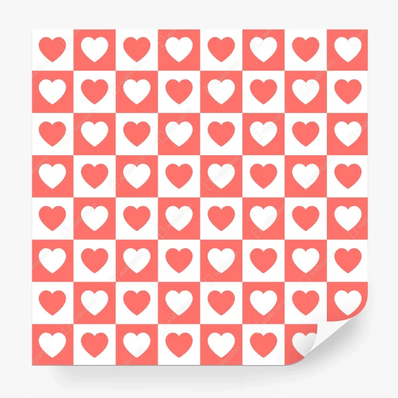 Fototapeta różowy wzór serc w szachownicy