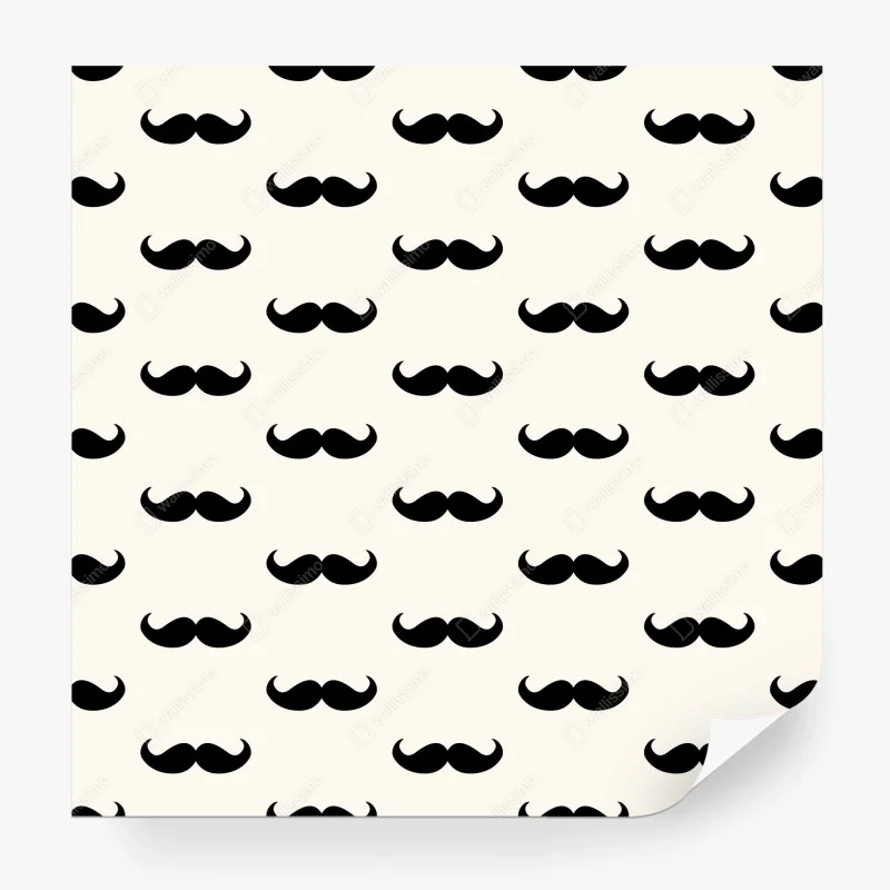 Fototapeta czarny wzór wąsów na beżowym tle