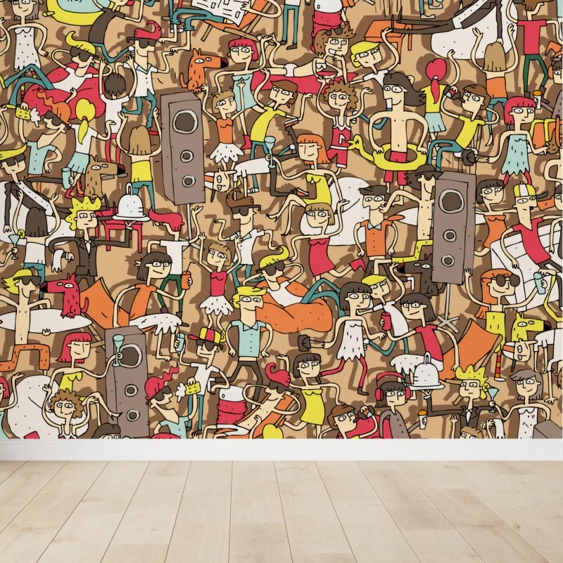 Fototapeta zabawny wzór tłumu na imprezie