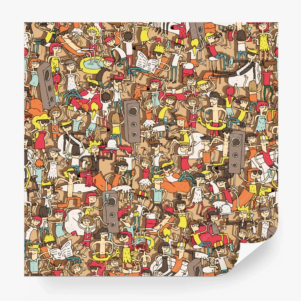 Fototapeta zabawny wzór tłumu na imprezie – Wallissimo®