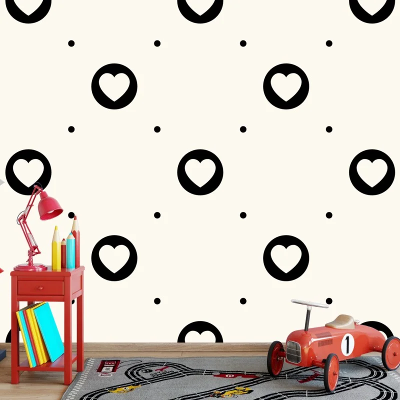 Fototapeta minimalistyczny wzór czarnych serc