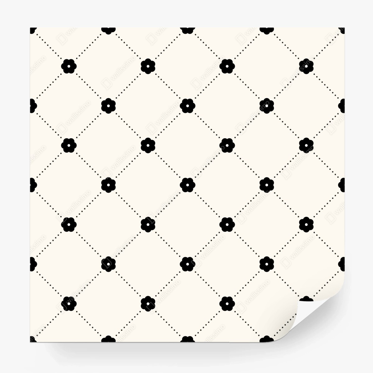 Fototapeta minimalistyczny czarny wzór kwiatowej kratki – Wallissimo®