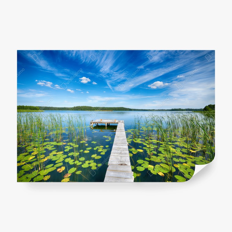 Fototapeta pomost na Mazurach latem