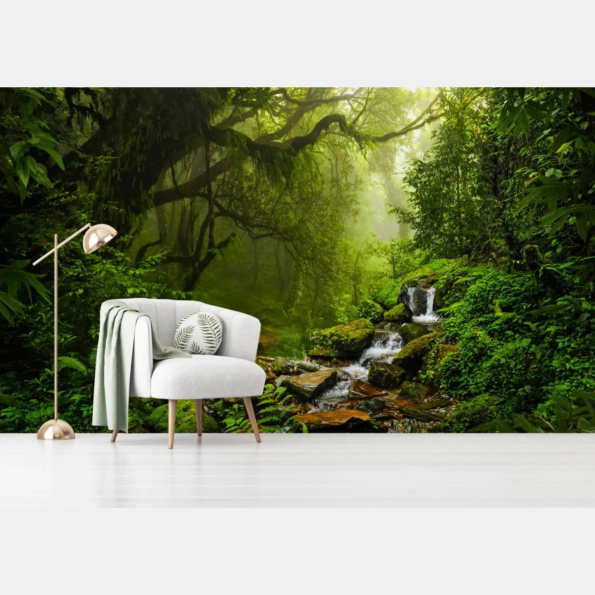 Fototapeta bujny mglisty leśny wodospad – Wallissimo® Fototapeta bujny mglisty leśny wodospad – Wallissimo®