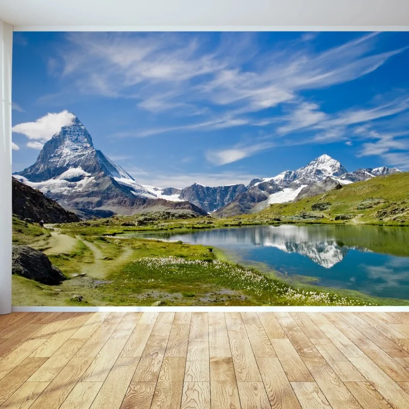 Fototapeta alpejskie jezioro z odbiciem gór