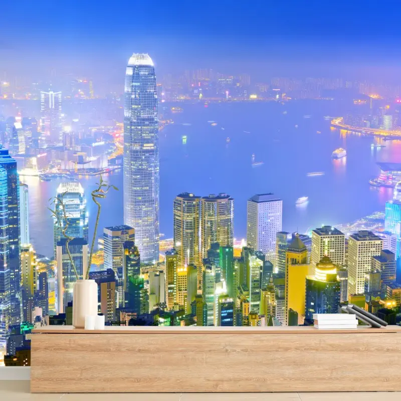 Fototapeta panorama Hong Kongu nocą