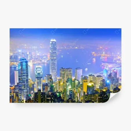 Fototapeta panorama Hong Kongu nocą – Wallissimo®
