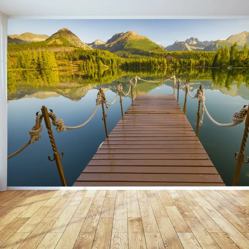 Fototapeta pomost nad jeziorem Strbske Pleso