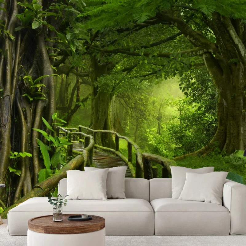 Fototapeta mglista kładka w tropikalnej dżungli