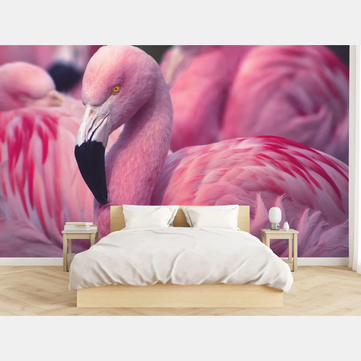 Fototapeta różowy portret flaminga – Wallissimo® Fototapeta różowy portret flaminga – Wallissimo®