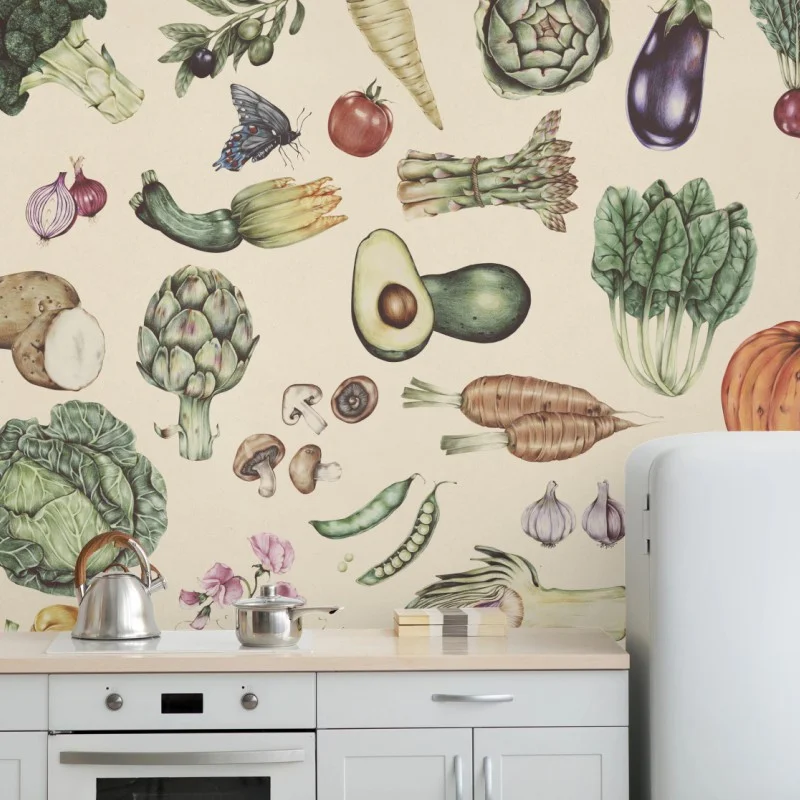 Fototapeta ręcznie rysowany botaniczny wzór warzyw