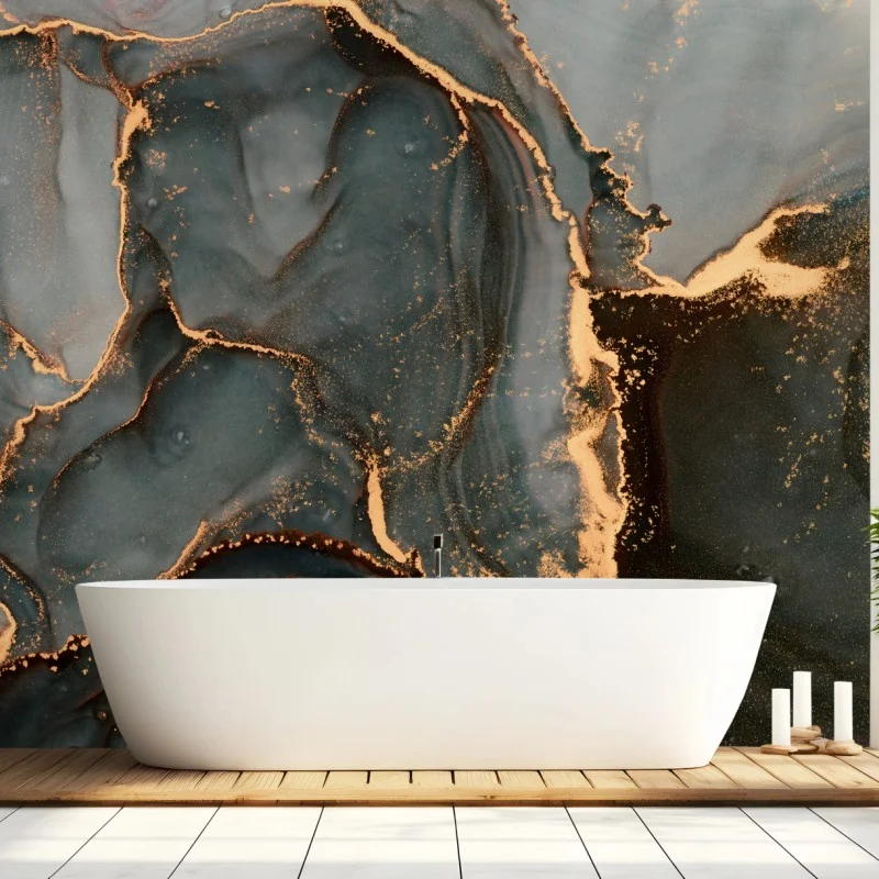 Fototapeta luksusowa abstrakcja turkus z złotymi żyłami