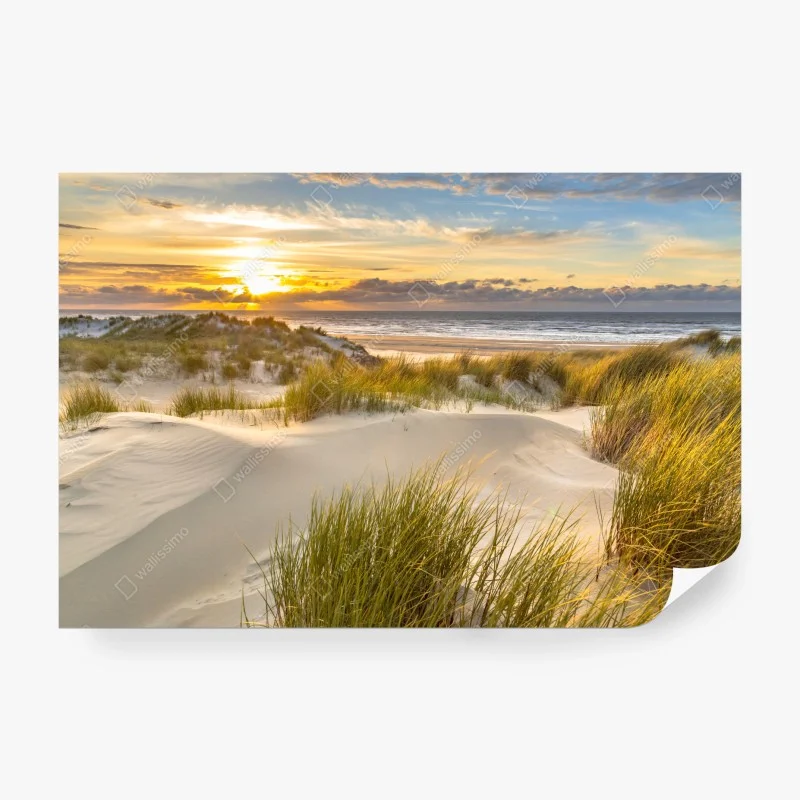 Fototapeta zachód słońca nad wydmami Ameland