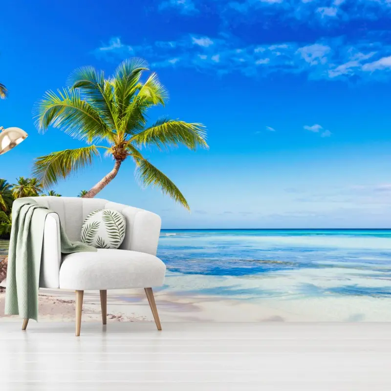 Fototapeta tropikalna plaża z palmą