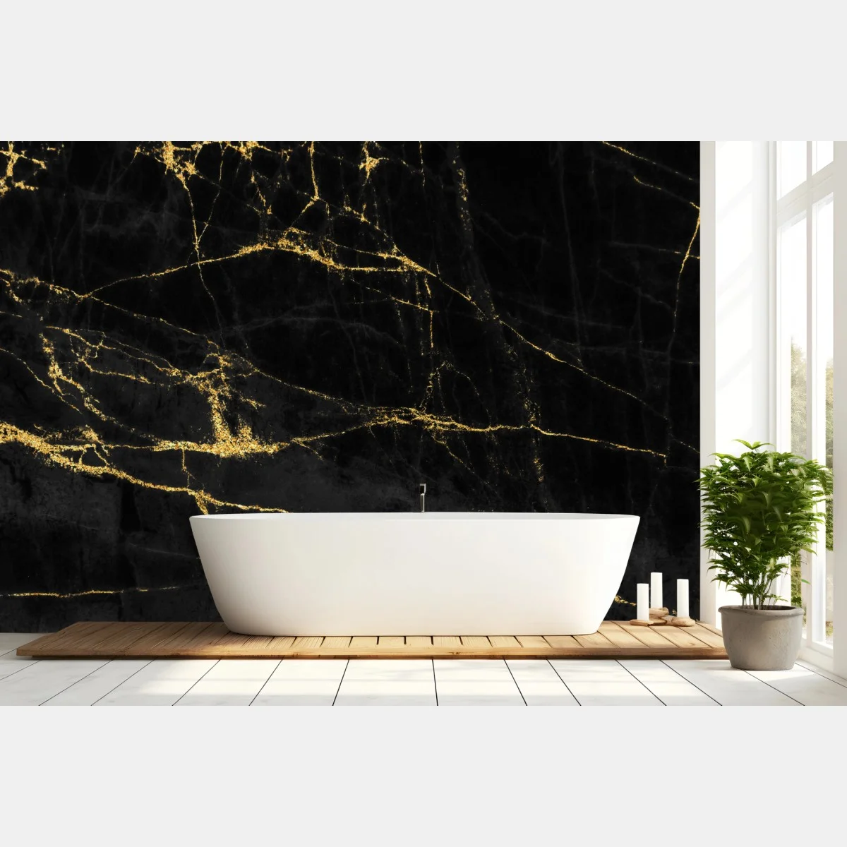 Fototapeta czarny marmur ze złotymi żyłami – Wallissimo® Fototapeta czarny marmur ze złotymi żyłami – Wallissimo®