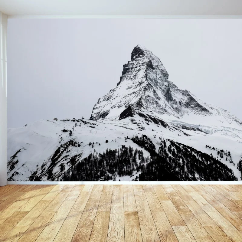 Fototapeta samotny pokryty śniegiem szczyt górski