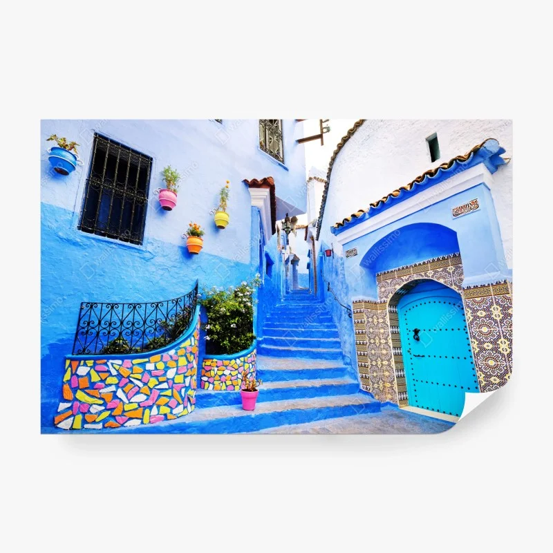 Fototapeta niebieska uliczka w Chefchaouen