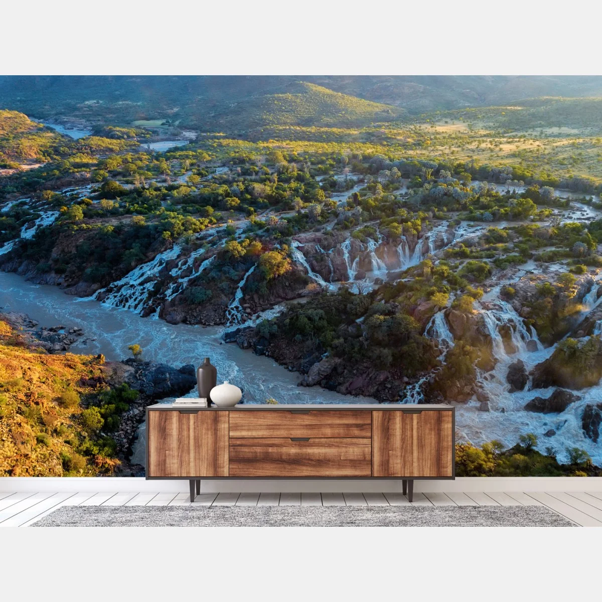 Fototapeta wschód słońca nad Epupa Falls i rzeką Kunene – Wallissimo® Fototapeta wschód słońca nad Epupa Falls i rzeką Kunene – Wallissimo®