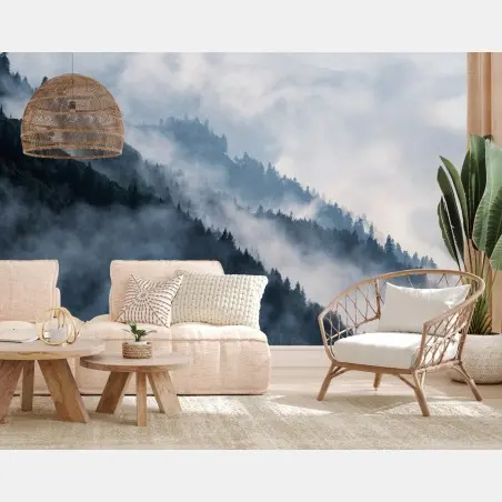 Fototapeta mglista górska panorama – Wallissimo®