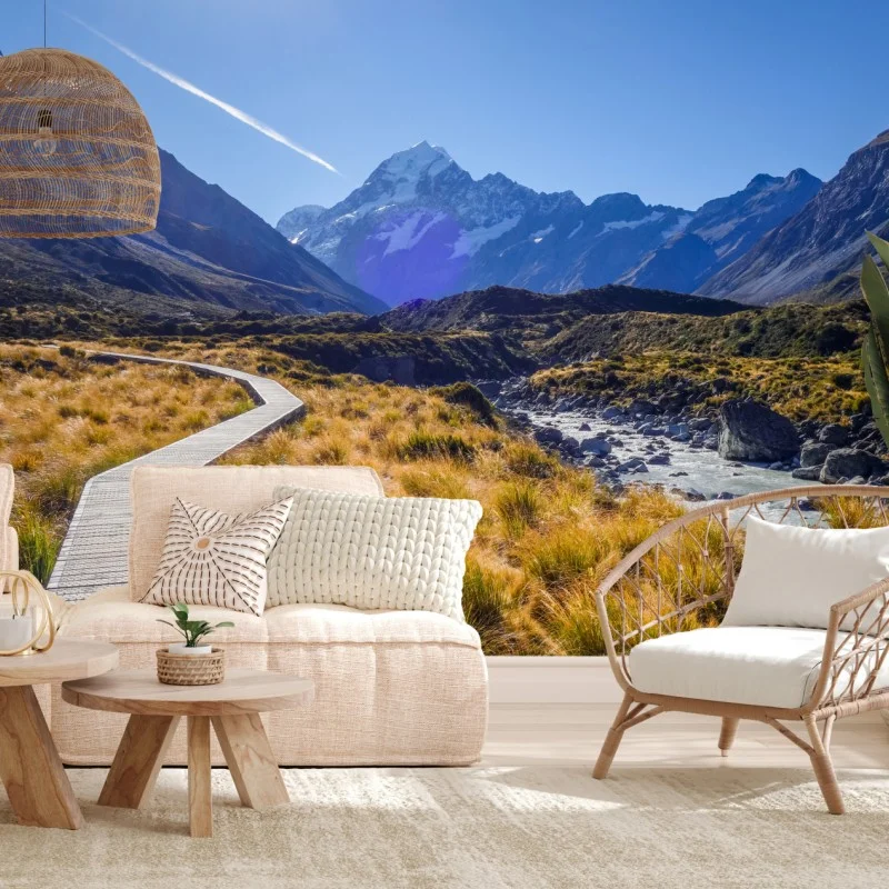 Fototapeta pomost Hooker Valley z widokiem na Aoraki Mount Cook