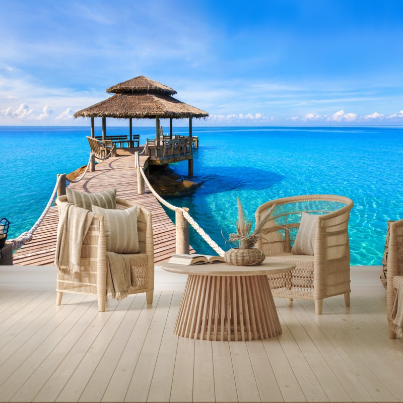 Fototapeta tropikalny pomost nad turkusowym morzem