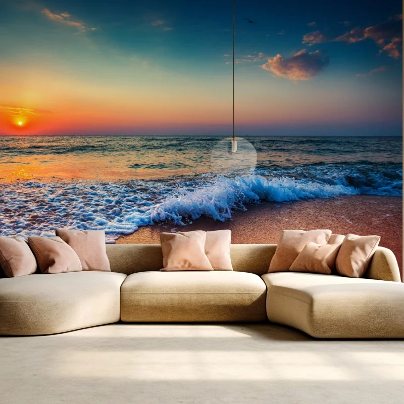 Fototapeta złoty wschód słońca nad morzem