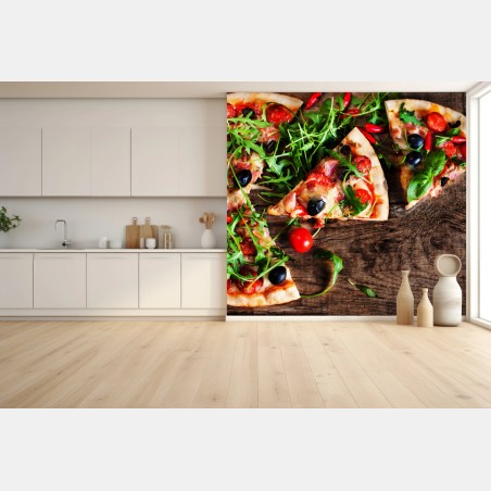 Fototapeta gorąca pizza pepperoni z bliska – Wallissimo®