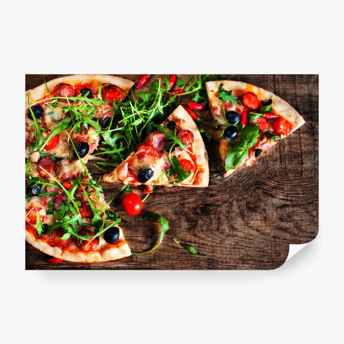 Fototapeta gorąca pizza pepperoni z bliska – Wallissimo®