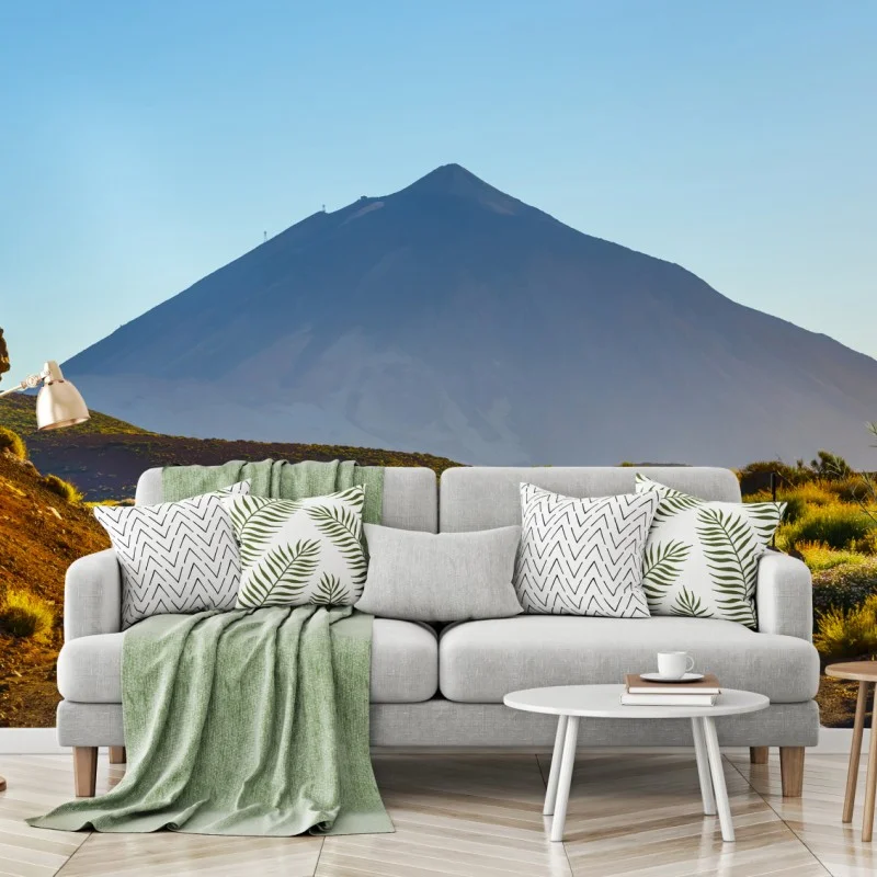 Fototapeta słoneczna droga prowadząca do wulkanu