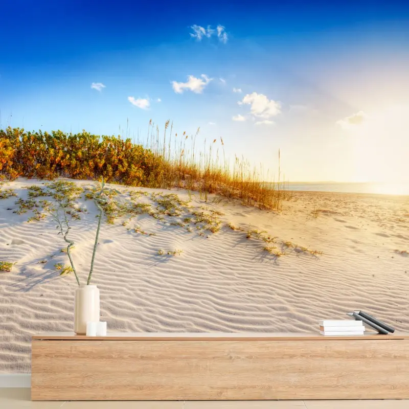 Fototapeta zachód słońca nad wydmami Grace Bay