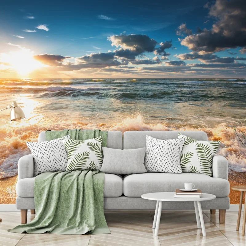 Fototapeta złoty wschód słońca nad morzem