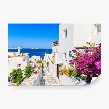 Fototapeta słoneczna uliczka w Mykonos – Wallissimo®