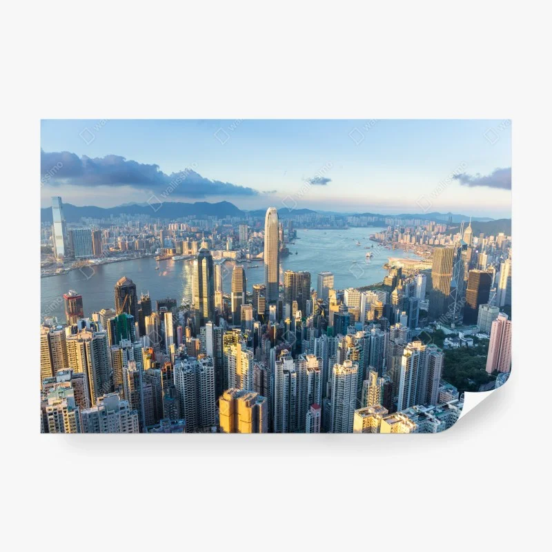 Fototapeta panorama Hongkongu o zachodzie słońca