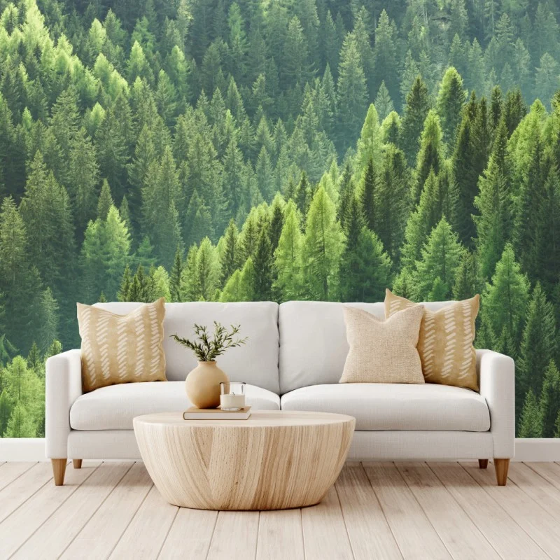 Fototapeta bujna zielona panorama lasu