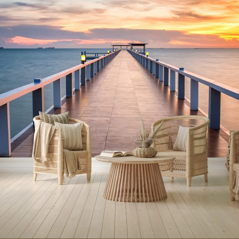 Fototapeta molo o zachodzie słońca