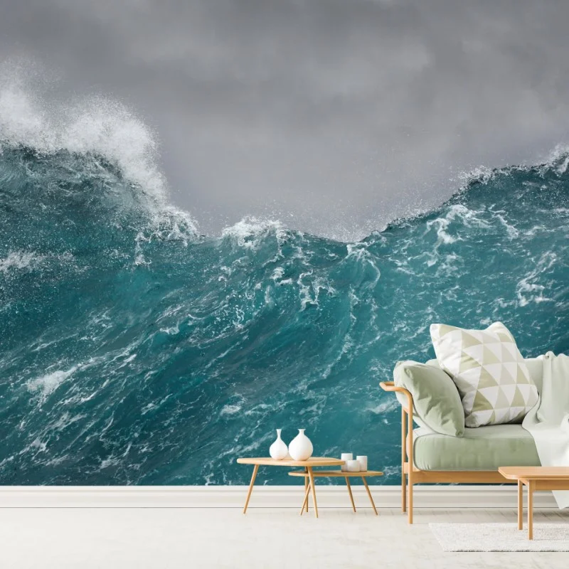 Fototapeta gwałtowne turkusowe fale oceanu