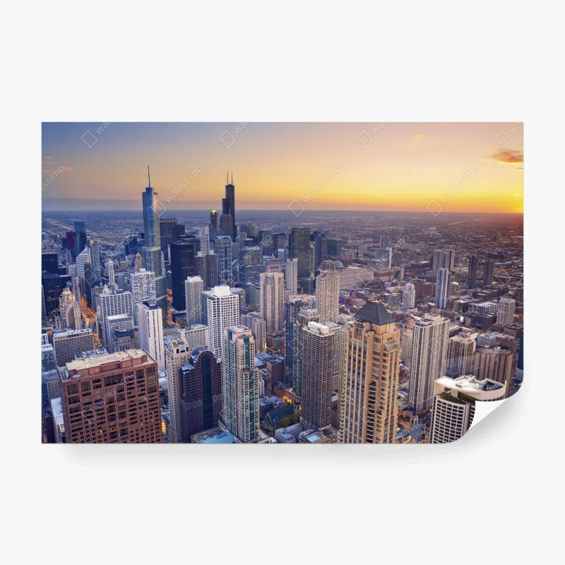 Fototapeta panorama miasta o zachodzie słońca – Wallissimo® Fototapeta panorama miasta o zachodzie słońca – Wallissimo®
