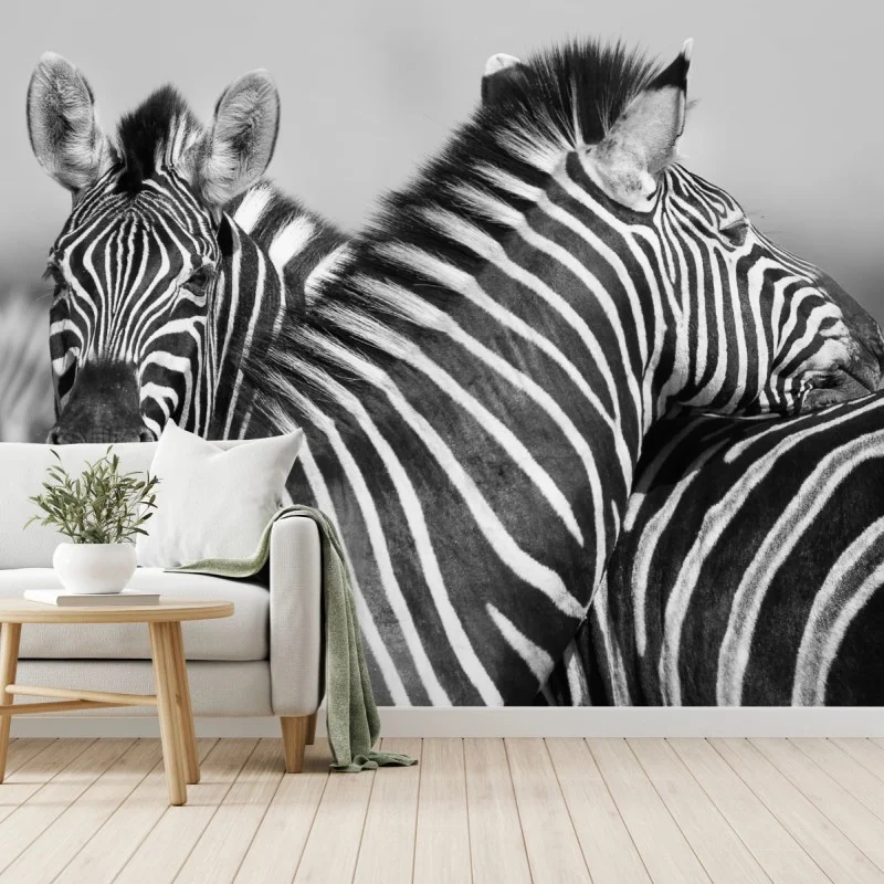 Fototapeta zebry splecione w monochromie