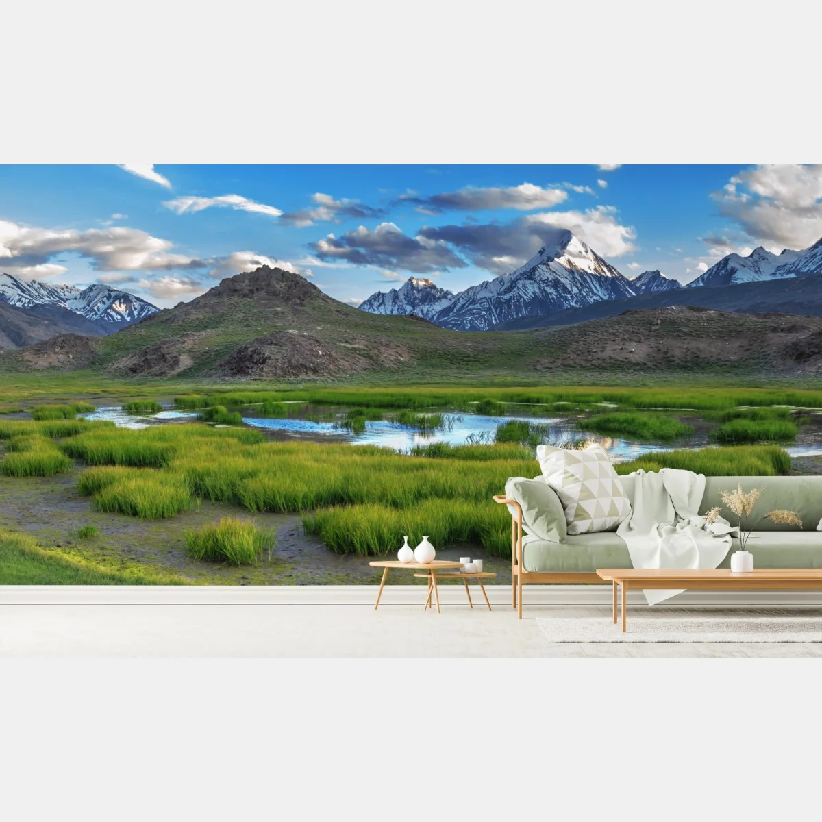 Fototapeta spokojne jezioro górskie w Himalajach latem – Wallissimo® Fototapeta spokojne jezioro górskie w Himalajach latem – Wallissimo®