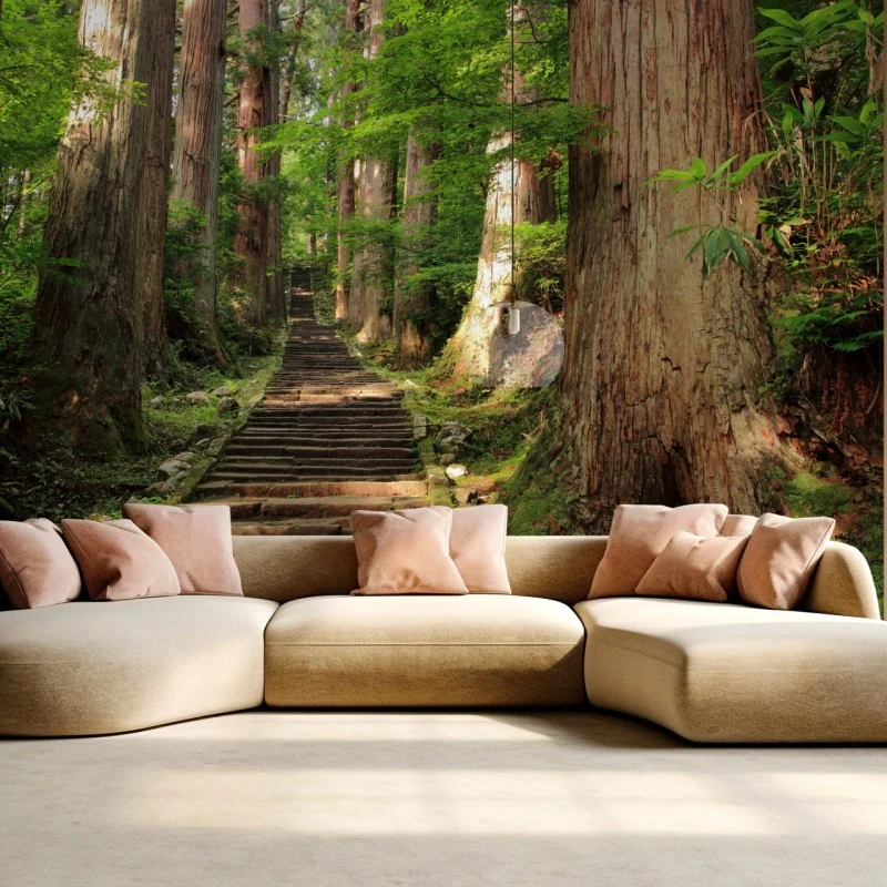 Fototapeta kamienne schody w starym lesie