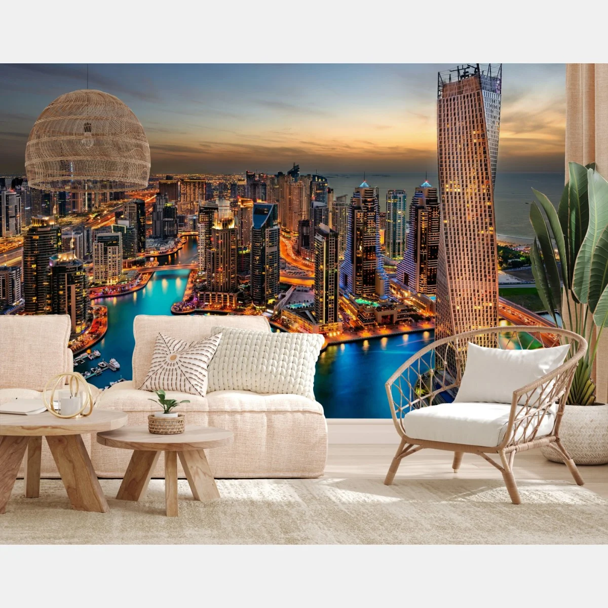 Fototapeta Dubaj marina wieczorna panorama – Wallissimo® Fototapeta Dubaj marina wieczorna panorama – Wallissimo®