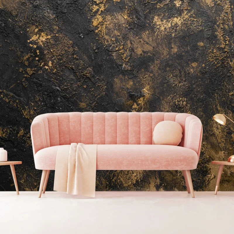 Fototapeta czarno-złota teksturowana abstrakcja ścienna