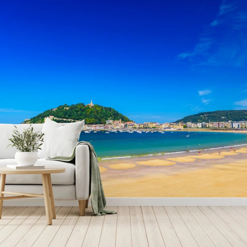 Fototapeta słoneczna panorama nadmorska z złotym piaskiem