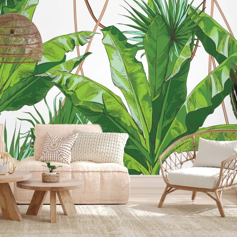 Fototapeta bujny wzór liści bananowca