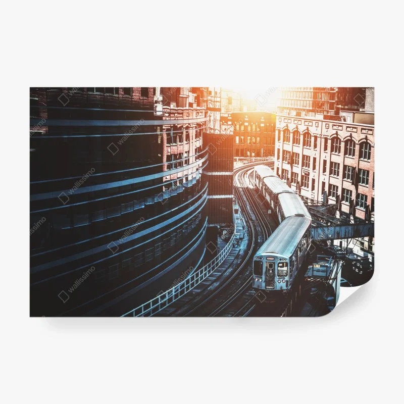 Fototapeta Chicago kolej nadziemna w centrum