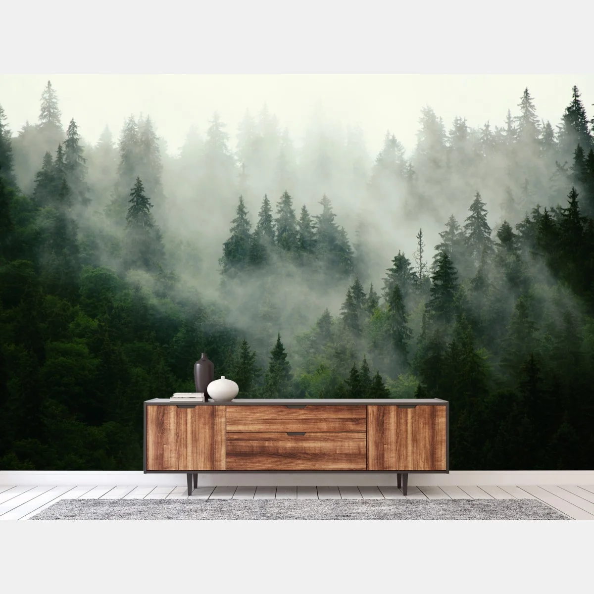 Fototapeta mglisty iglasty las – Wallissimo® Fototapeta mglisty iglasty las – Wallissimo®