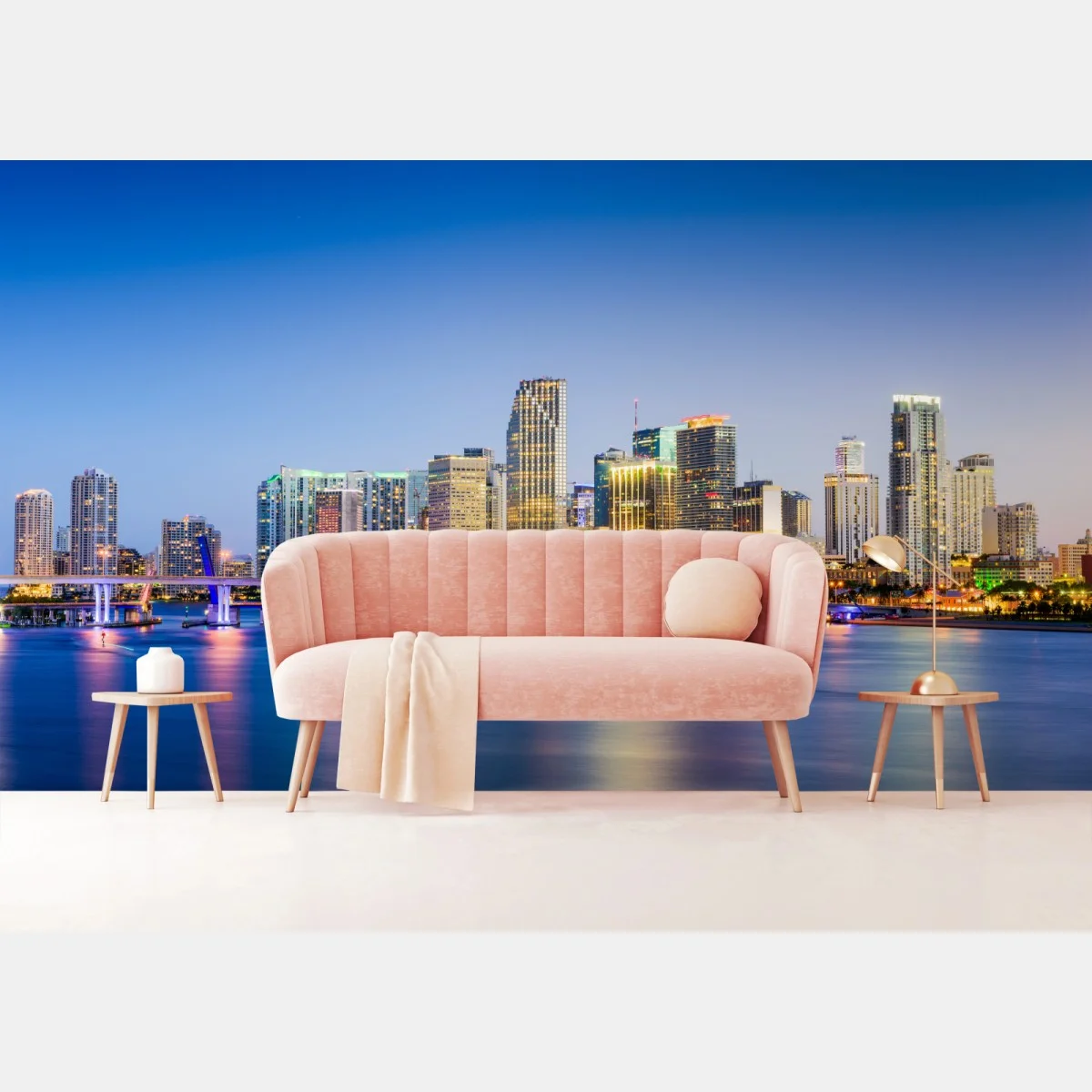 Fototapeta Miami panorama miasta o zmierzchu – Wallissimo® Fototapeta Miami panorama miasta o zmierzchu – Wallissimo®