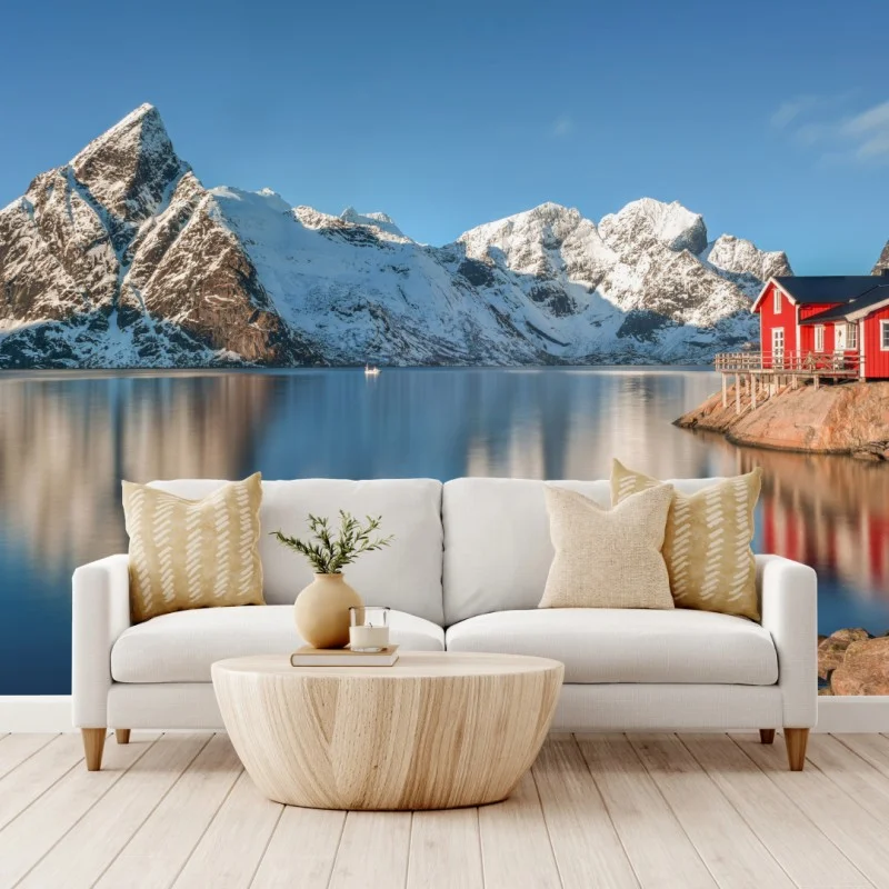 Fototapeta spokojny zimowy fiord w Reine, Lofoten