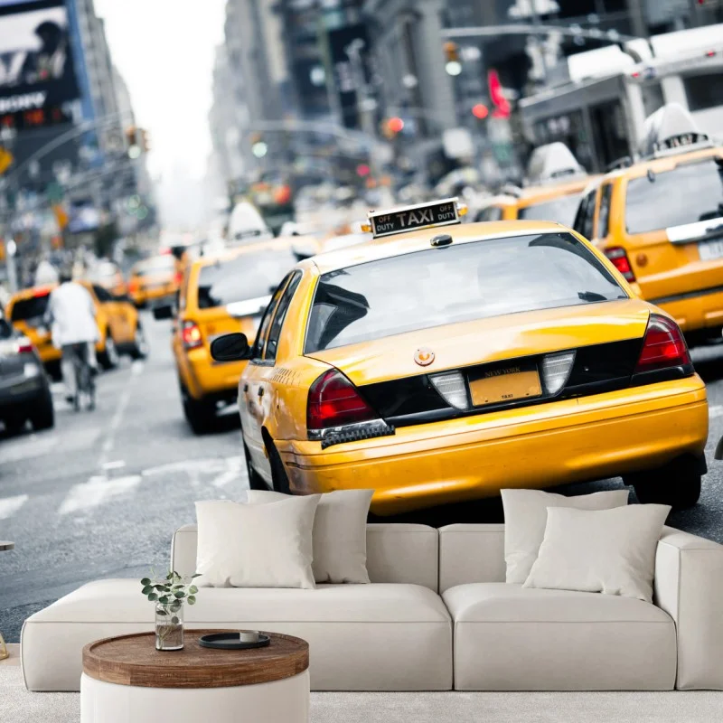 Fototapeta żółte taksówki na ruchliwej ulicy Nowego Jorku